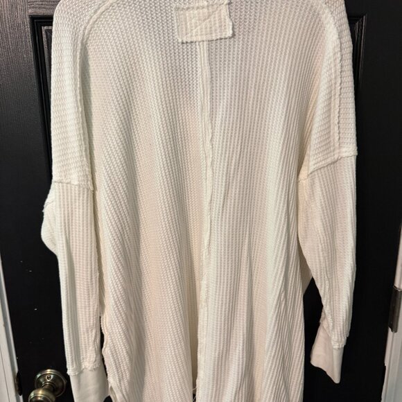 Free People Oversized White Henley Style Long Sleeve Medium - Picture 4 of 4